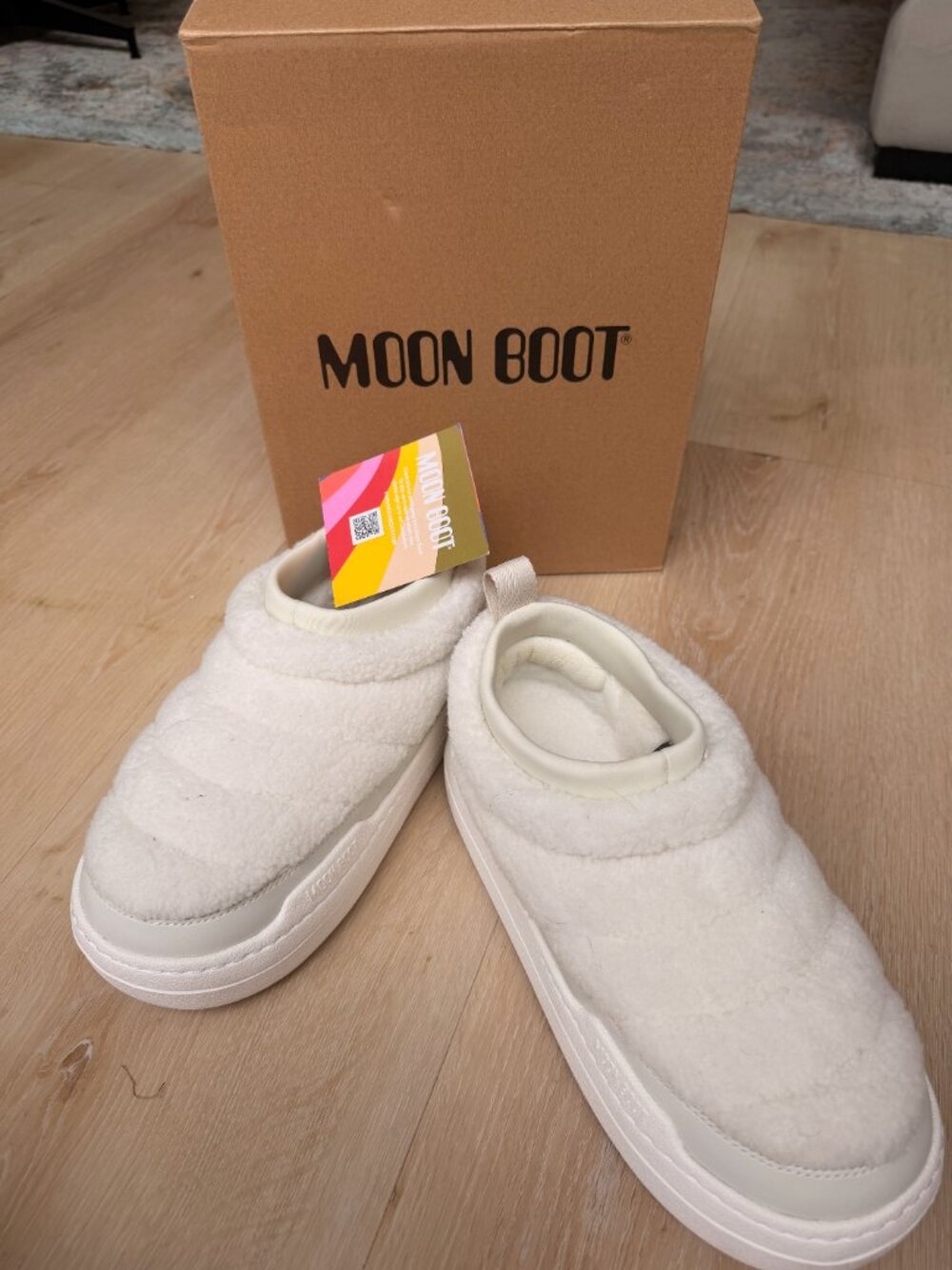 Moon Boot Park Soft Sherpa Slip On Platform Sneaker Cream EU 39 US 8